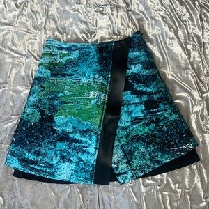 Proenza Schouler Blue Green Jacquard Skirt